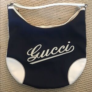 Gucci Signature Logo Boulevard Hobo - Navy